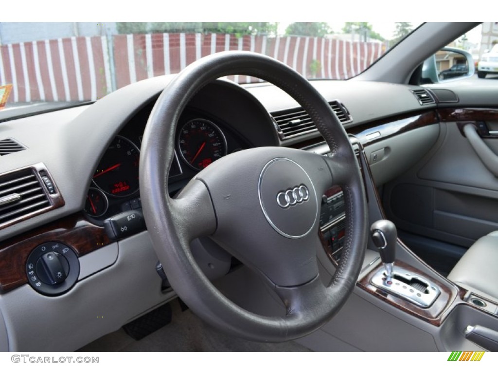 2003 Audi A4 1.8T quattro Sedan Platinum Steering Wheel Photo #83756368