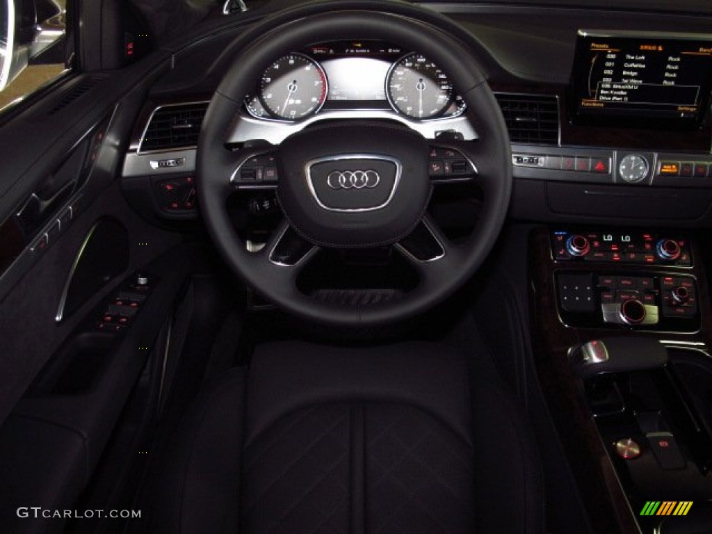 2014 Audi S8 quattro S Black Steering Wheel Photo #83756854