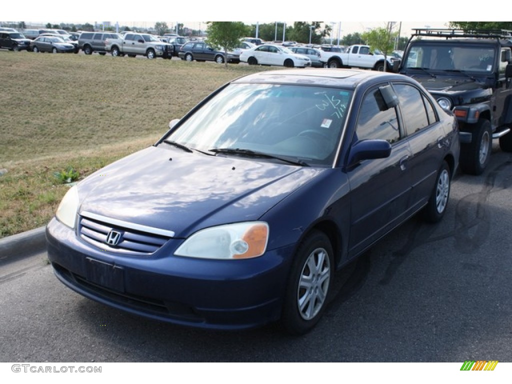 2003 Civic EX Sedan - Eternal Blue Pearl / Gray photo #4