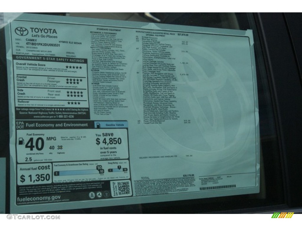 2013 Camry Hybrid XLE - Champagne Mica / Ivory photo #10