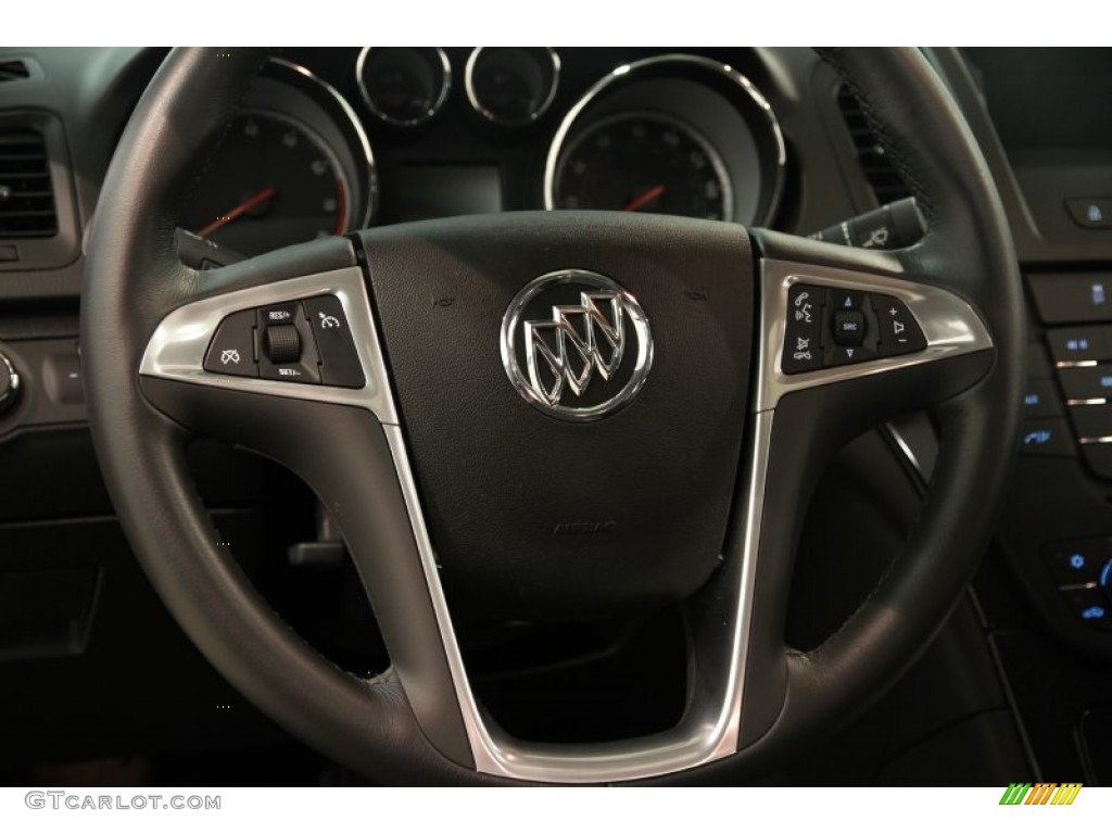 2012 Buick Regal Turbo Ebony Steering Wheel Photo #83766907