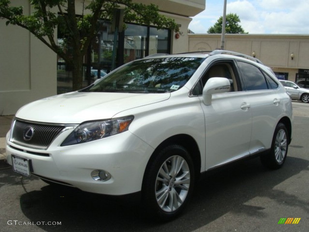 2010 RX 450h AWD Hybrid - Starfire White Pearl / Parchment/Brown Walnut photo #1