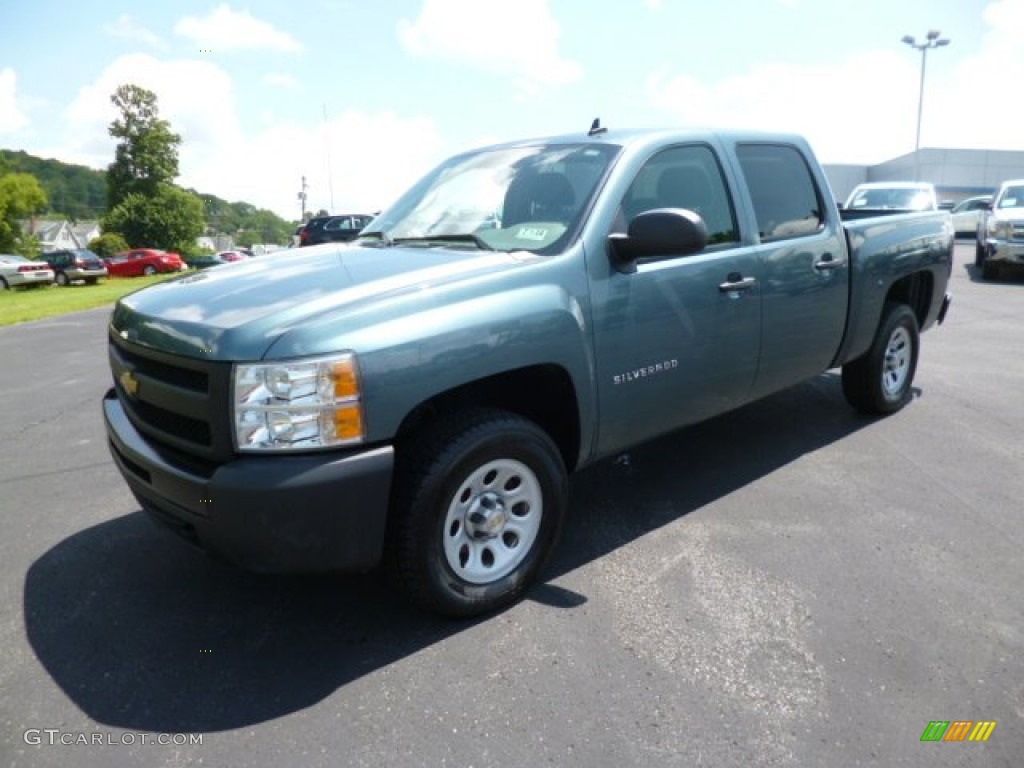 2009 Silverado 1500 Crew Cab 4x4 - Blue Granite Metallic / Dark Titanium photo #3