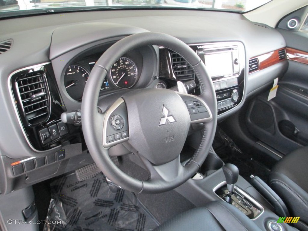 2014 Mitsubishi Outlander GT S-AWC Black Steering Wheel Photo #83777581