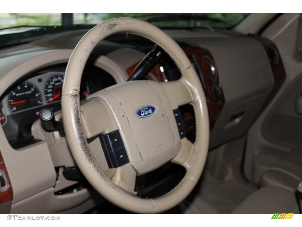 2008 Ford F150 XLT SuperCrew Medium/Dark Flint Steering Wheel Photo #83779681
