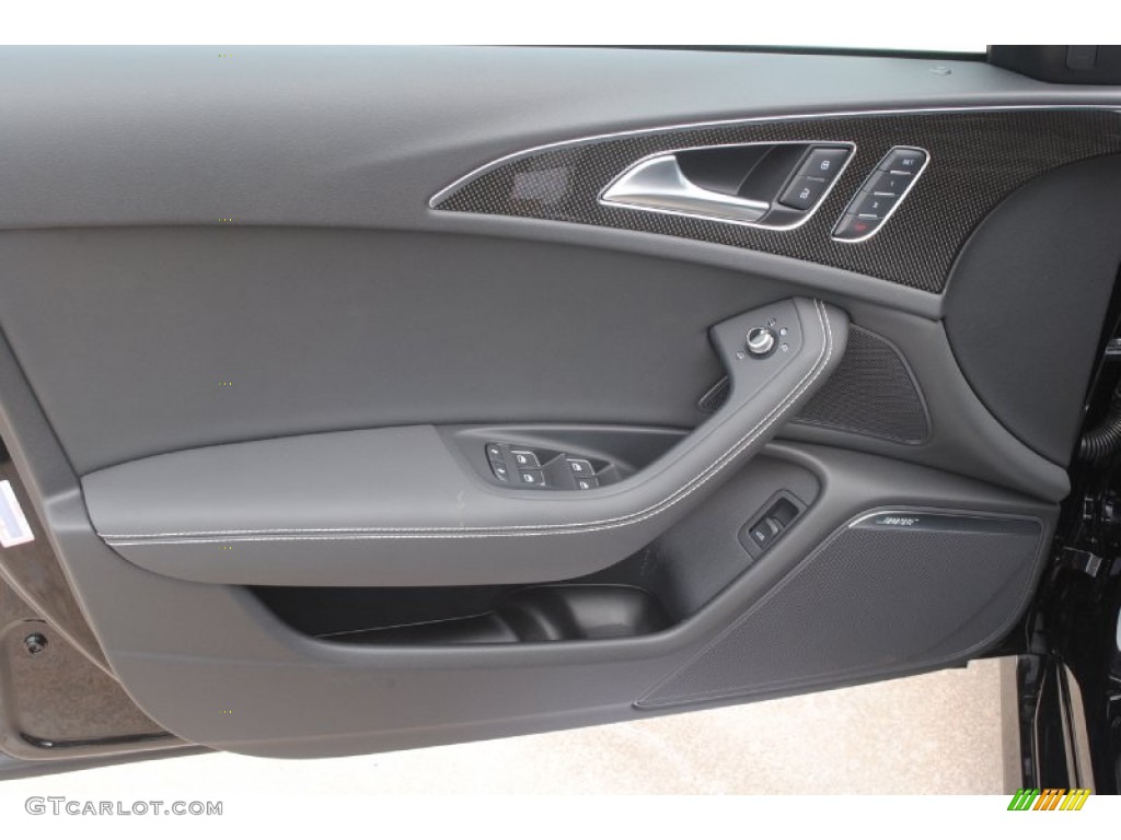 2014 Audi S6 Prestige quattro Sedan Black Valcona w/Sport Stitched Diamond Door Panel Photo #83780518