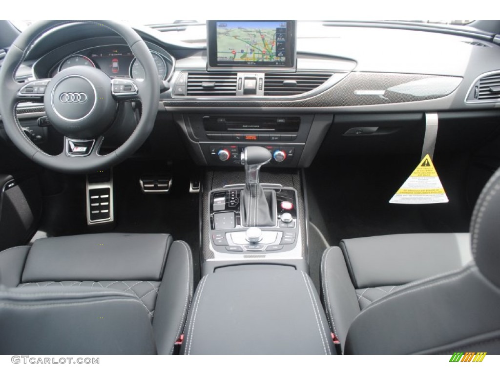 2014 Audi S6 Prestige quattro Sedan Black Valcona w/Sport Stitched Diamond Dashboard Photo #83781079
