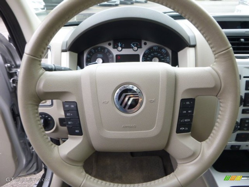 2010 Mercury Mariner V6 Premier 4WD Stone Steering Wheel Photo #83789248