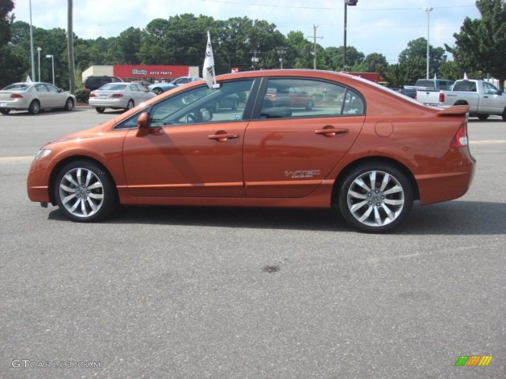 2009 Civic Si Sedan - Redline Orange Pearl / Black photo #3