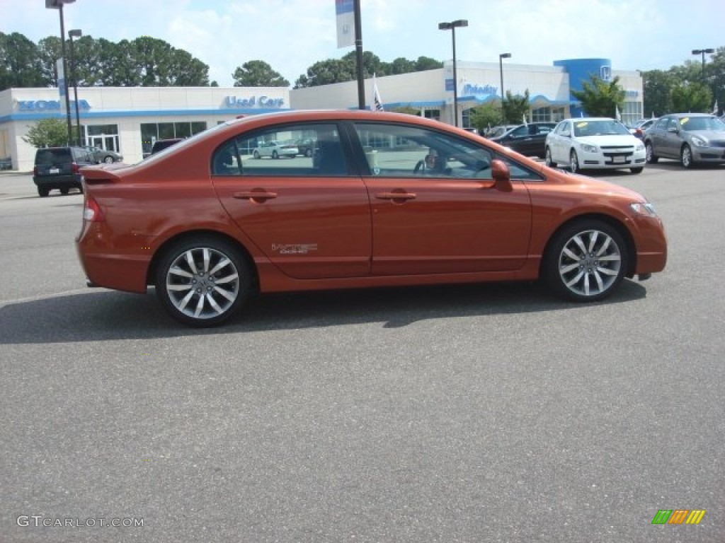 2009 Civic Si Sedan - Redline Orange Pearl / Black photo #6