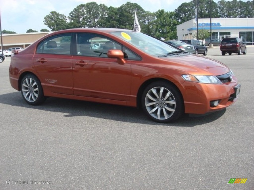 2009 Civic Si Sedan - Redline Orange Pearl / Black photo #7