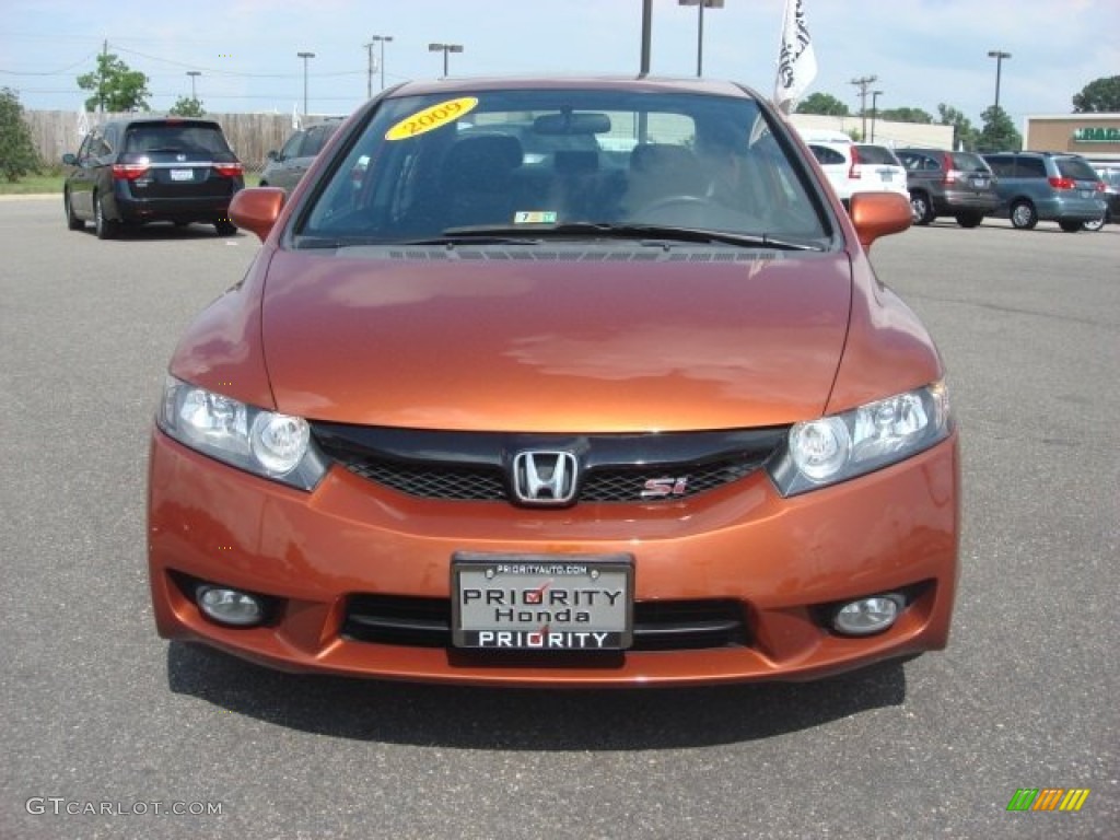 2009 Civic Si Sedan - Redline Orange Pearl / Black photo #9