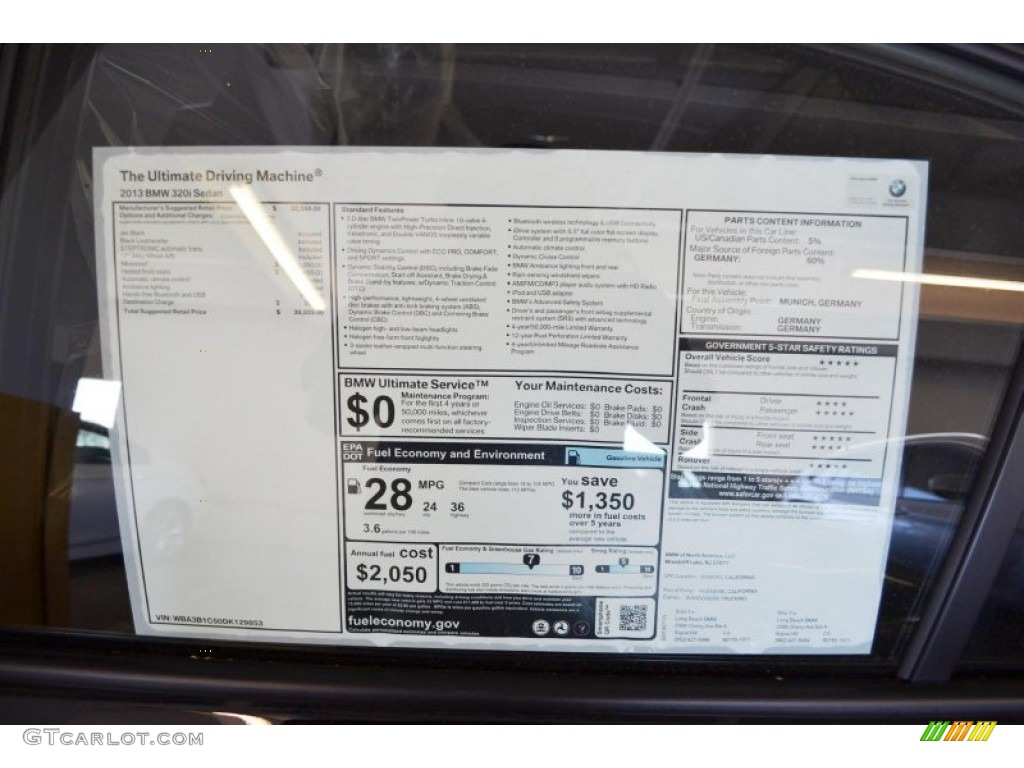 2013 3 Series 320i Sedan - Jet Black / Black photo #5