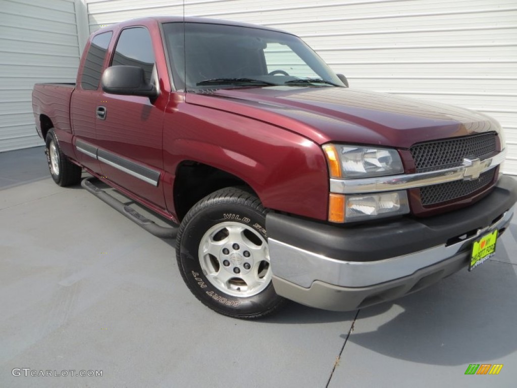 2003 Silverado 1500 LS Extended Cab - Dark Carmine Red Metallic / Medium Gray photo #2