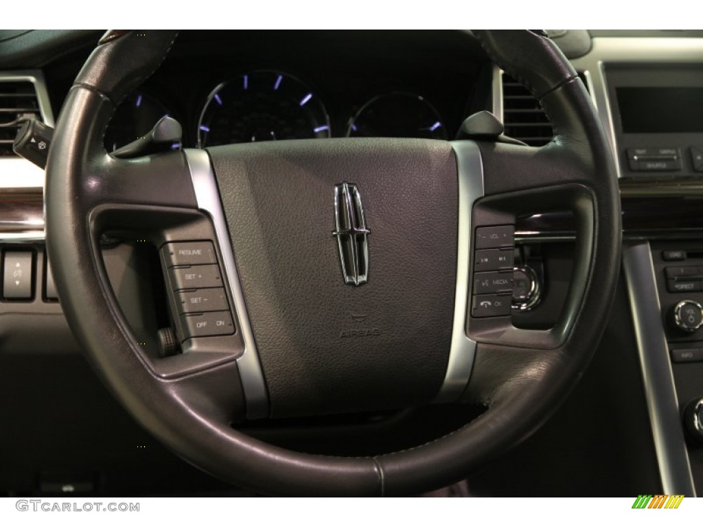 2010 Lincoln MKS FWD Charcoal Black/Fine Line Ebony Steering Wheel Photo #83798110
