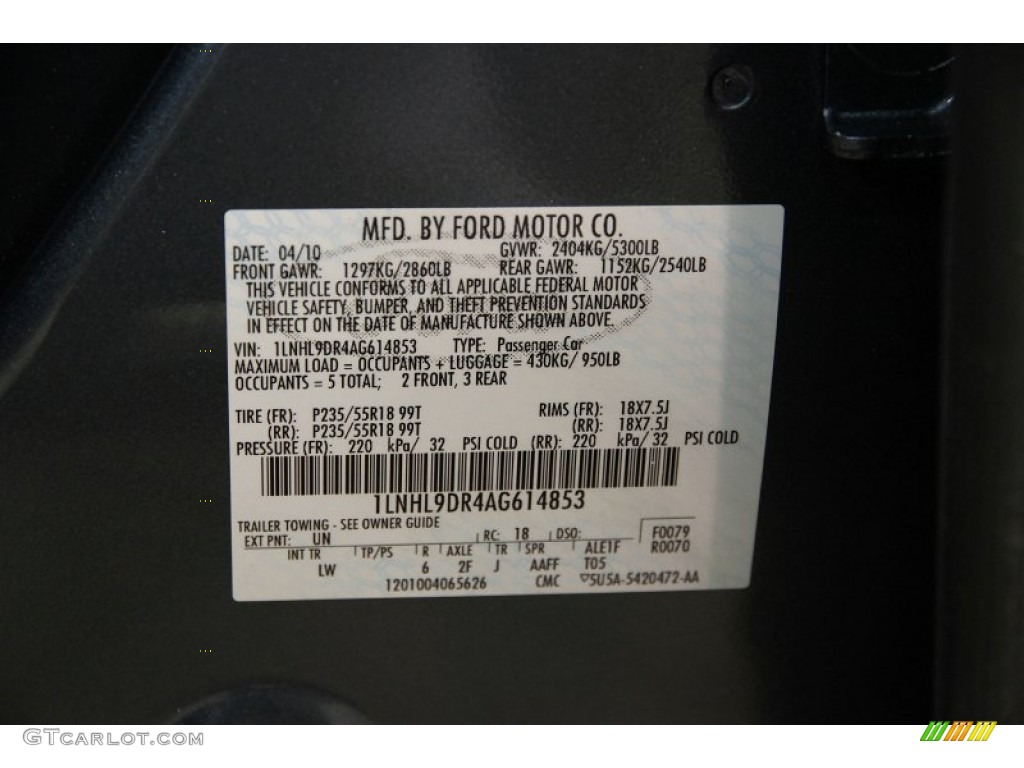 2010 MKS Color Code UN for Steel Blue Metallic Photo #83798413