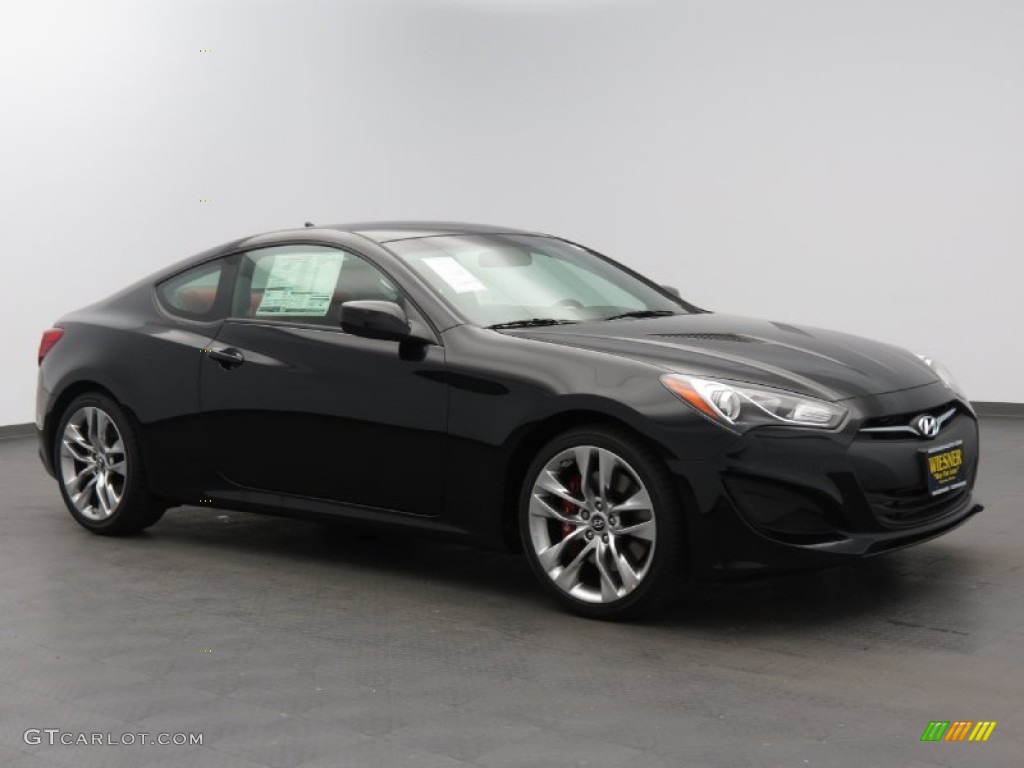 2013 Genesis Coupe 2.0T R-Spec - Black Noir Pearl / Red Leather/Red Cloth photo #1