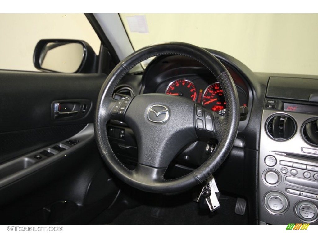 2003 Mazda MAZDA6 s Sedan Black Steering Wheel Photo #83800228