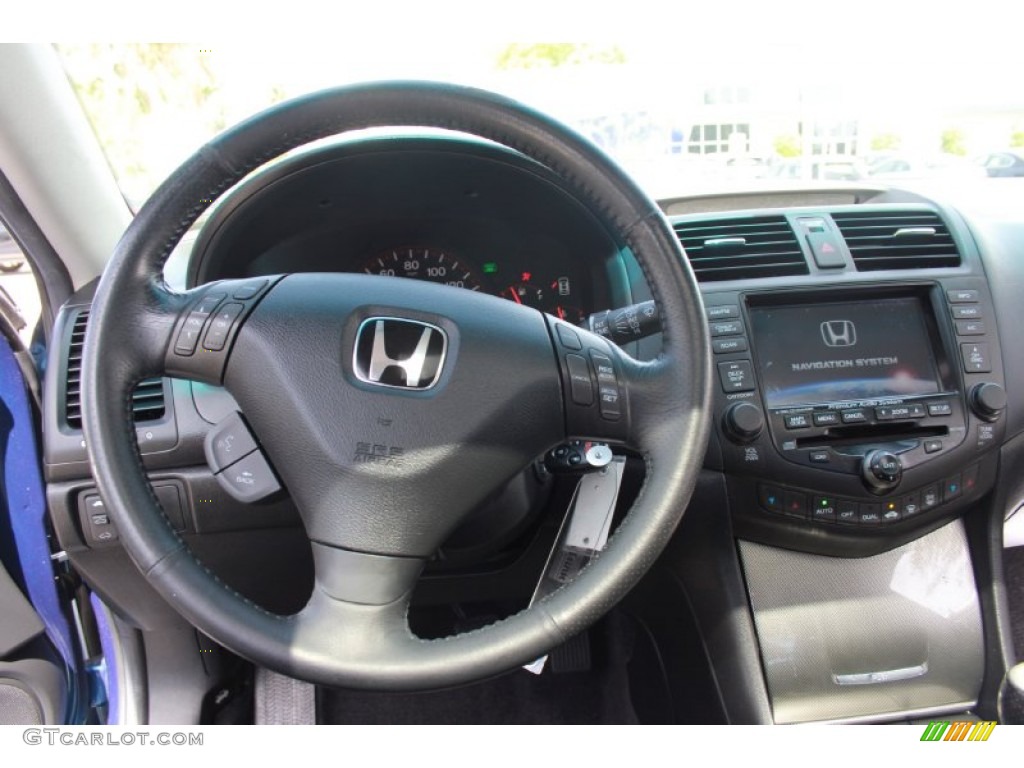 2005 Honda Accord EX-L V6 Coupe Black Steering Wheel Photo #83802274