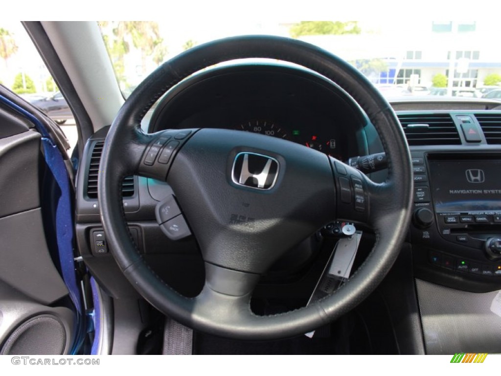 2005 Honda Accord EX-L V6 Coupe Black Steering Wheel Photo #83802298
