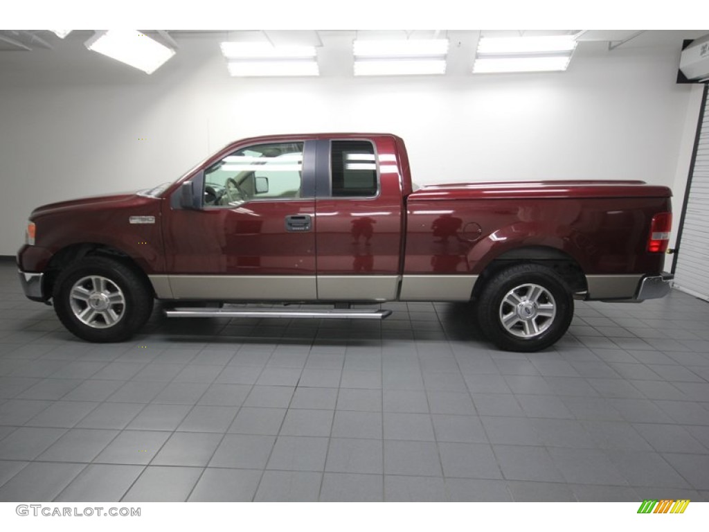 2006 F150 XLT SuperCab - Dark Toreador Red Metallic / Tan photo #2