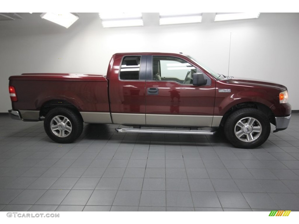 2006 F150 XLT SuperCab - Dark Toreador Red Metallic / Tan photo #7