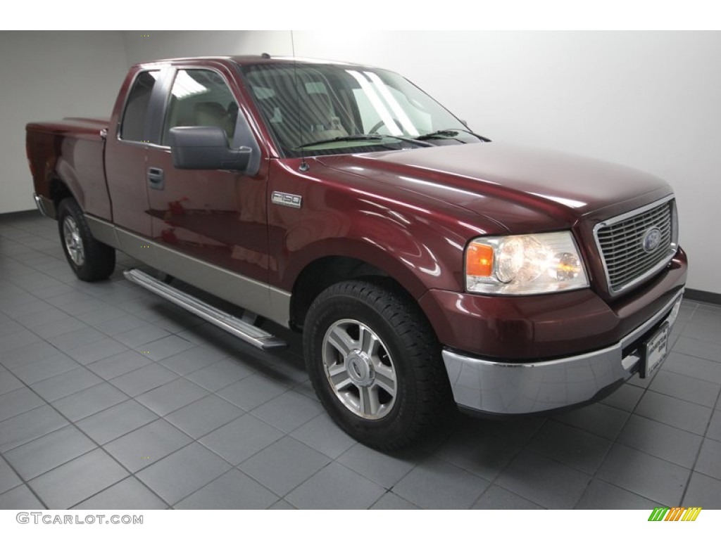 2006 F150 XLT SuperCab - Dark Toreador Red Metallic / Tan photo #8