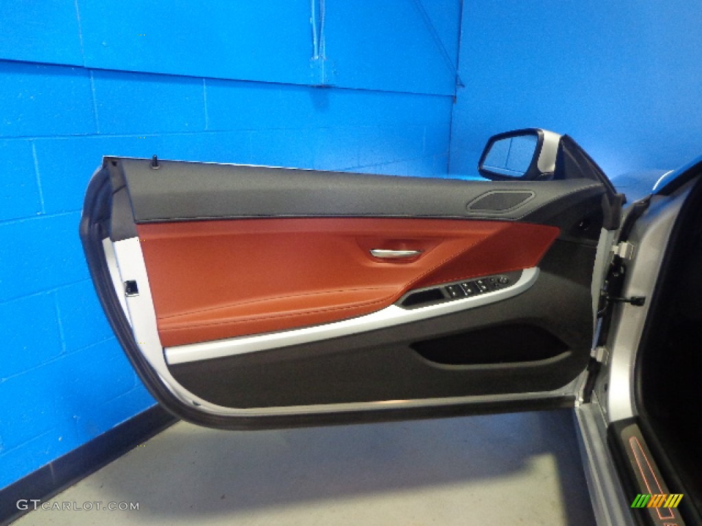 2012 BMW 6 Series 650i xDrive Convertible Vermillion Red Nappa Leather Door Panel Photo #83819770