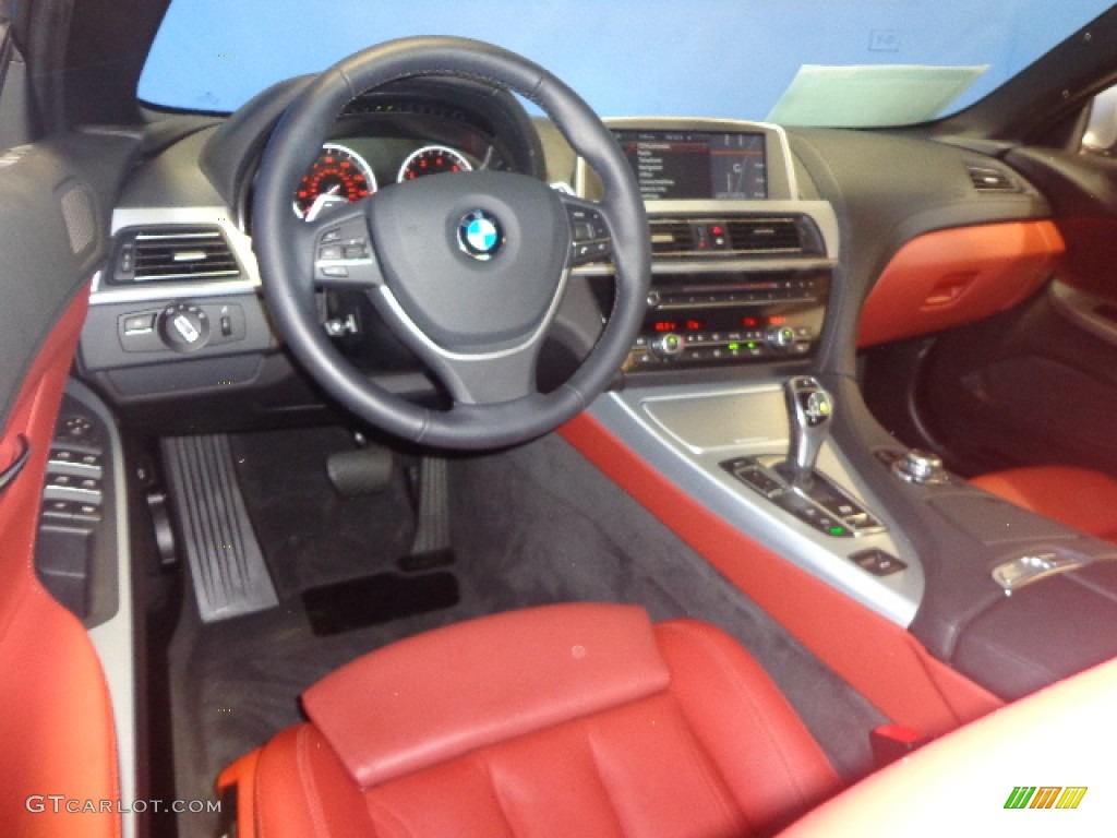 Vermillion Red Nappa Leather Interior 2012 BMW 6 Series 650i xDrive Convertible Photo #83819863