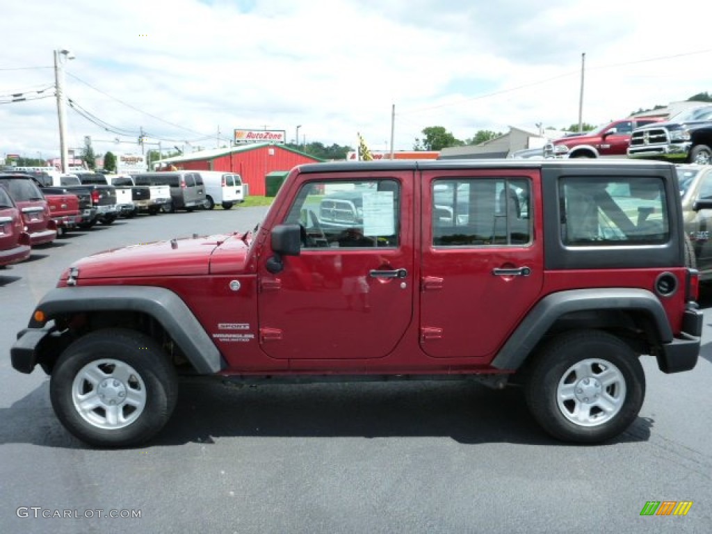 Deep Cherry Red Crystal Pearl 2012 Jeep Wrangler Unlimited Sport 4x4 Right Hand Drive Exterior Photo #83819956