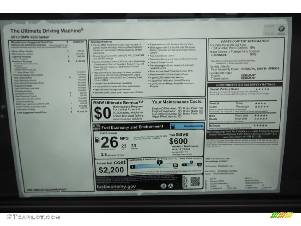 2013 3 Series 328i Sedan - Glacier Silver Metallic / Black photo #33