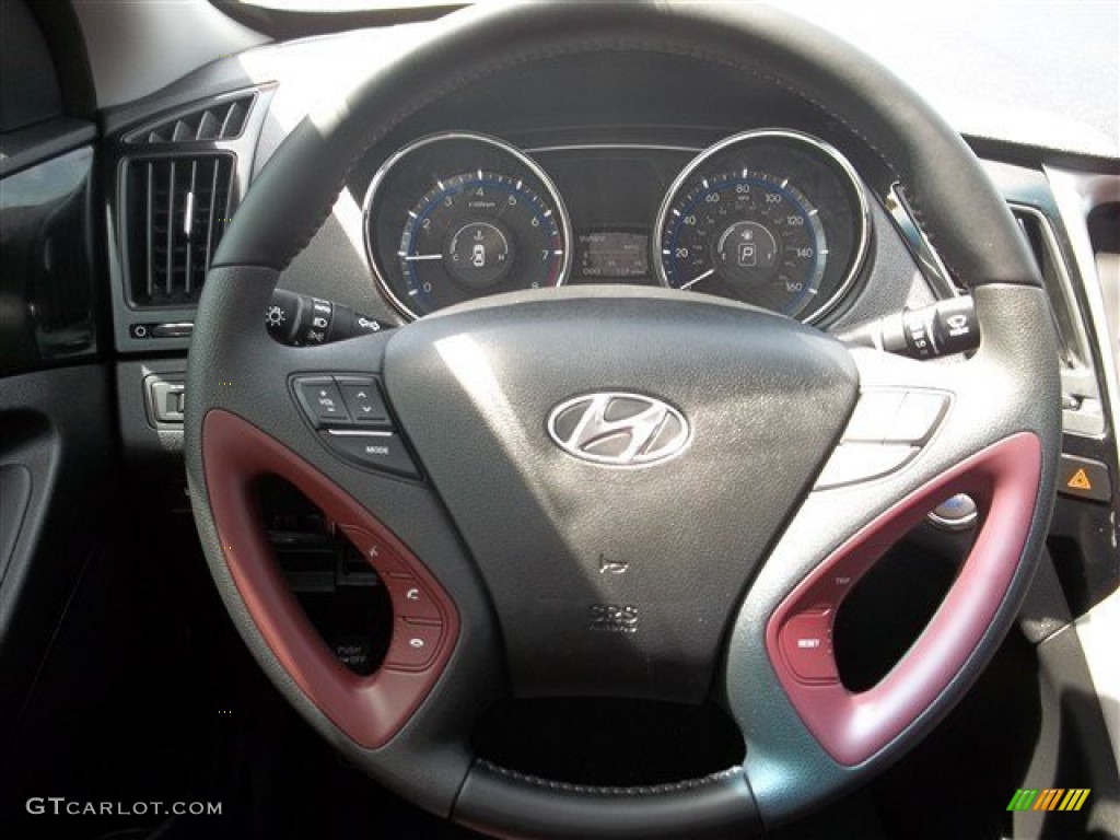 2013 Hyundai Sonata Limited Wine Steering Wheel Photo #83821333