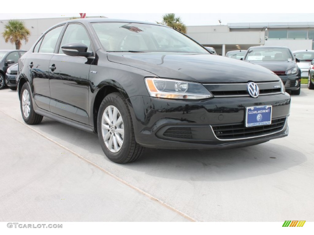 2013 Jetta Hybrid SE - Deep Black Pearl Metallic / Cornsilk Beige photo #1