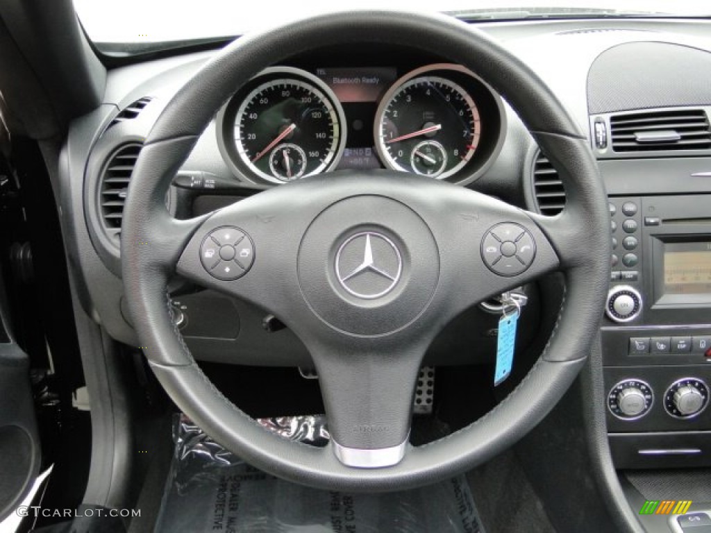 2009 Mercedes-Benz SLK 350 Roadster Black Steering Wheel Photo #83828224