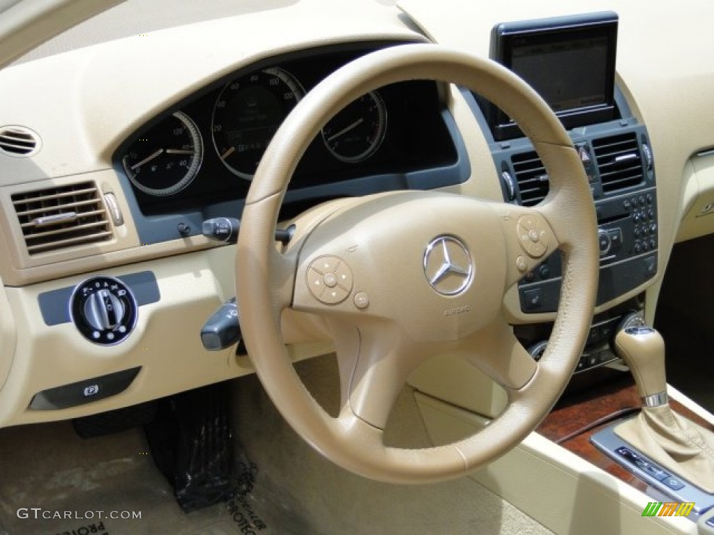 2008 Mercedes-Benz C 300 4Matic Luxury Savanna/Cashmere Steering Wheel Photo #83829055