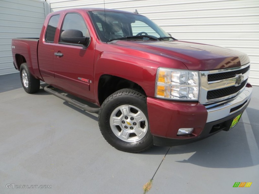 Deep Ruby Metallic 2008 Chevrolet Silverado 1500 LT Extended Cab 4x4 Exterior Photo #83838606