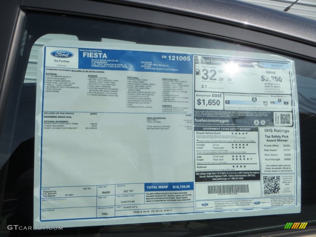 2014 Ford Fiesta SE Hatchback Window Sticker Photo #83841465