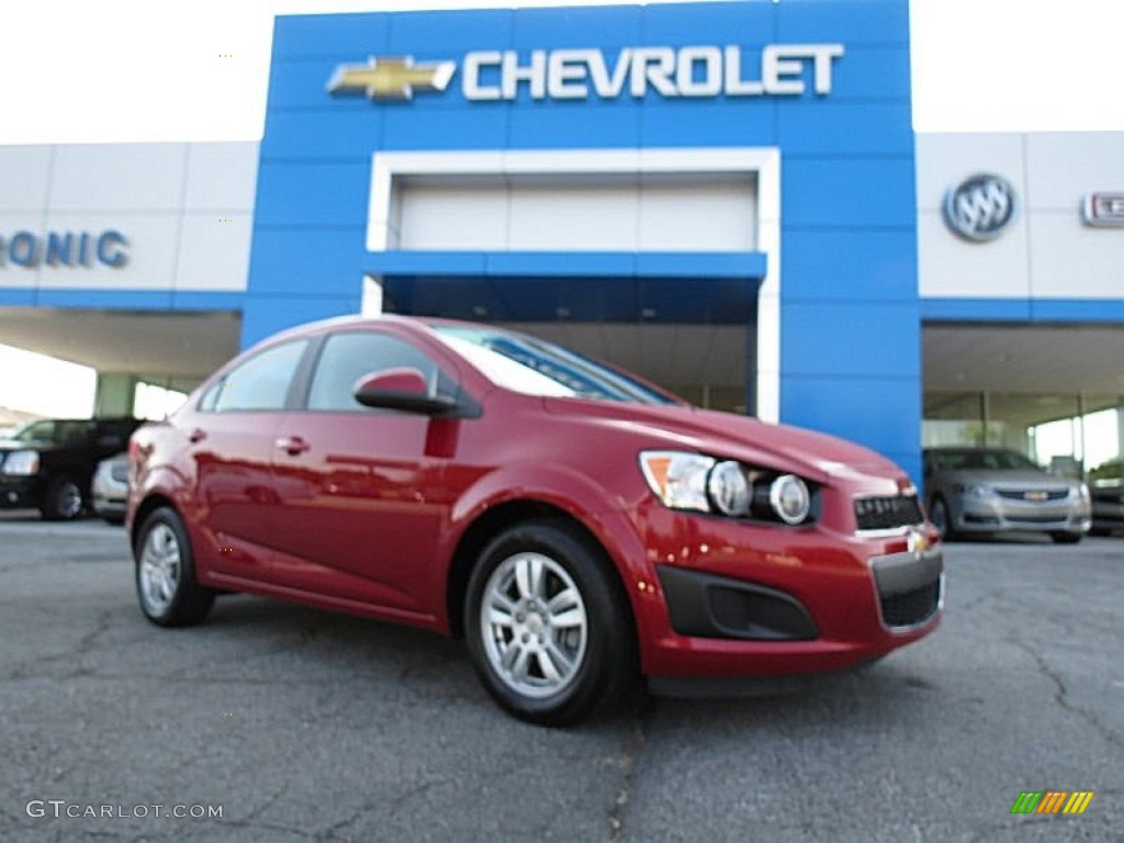 2012 Sonic LS Sedan - Crystal Red Tintcoat / Jet Black/Dark Titanium photo #1