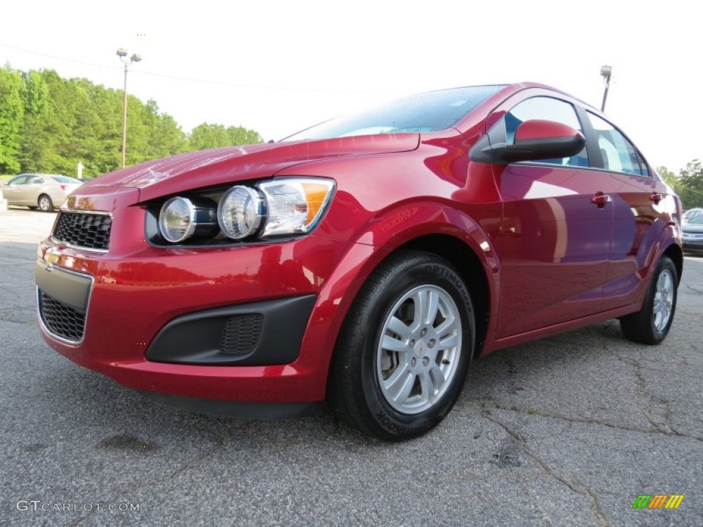 2012 Sonic LS Sedan - Crystal Red Tintcoat / Jet Black/Dark Titanium photo #3
