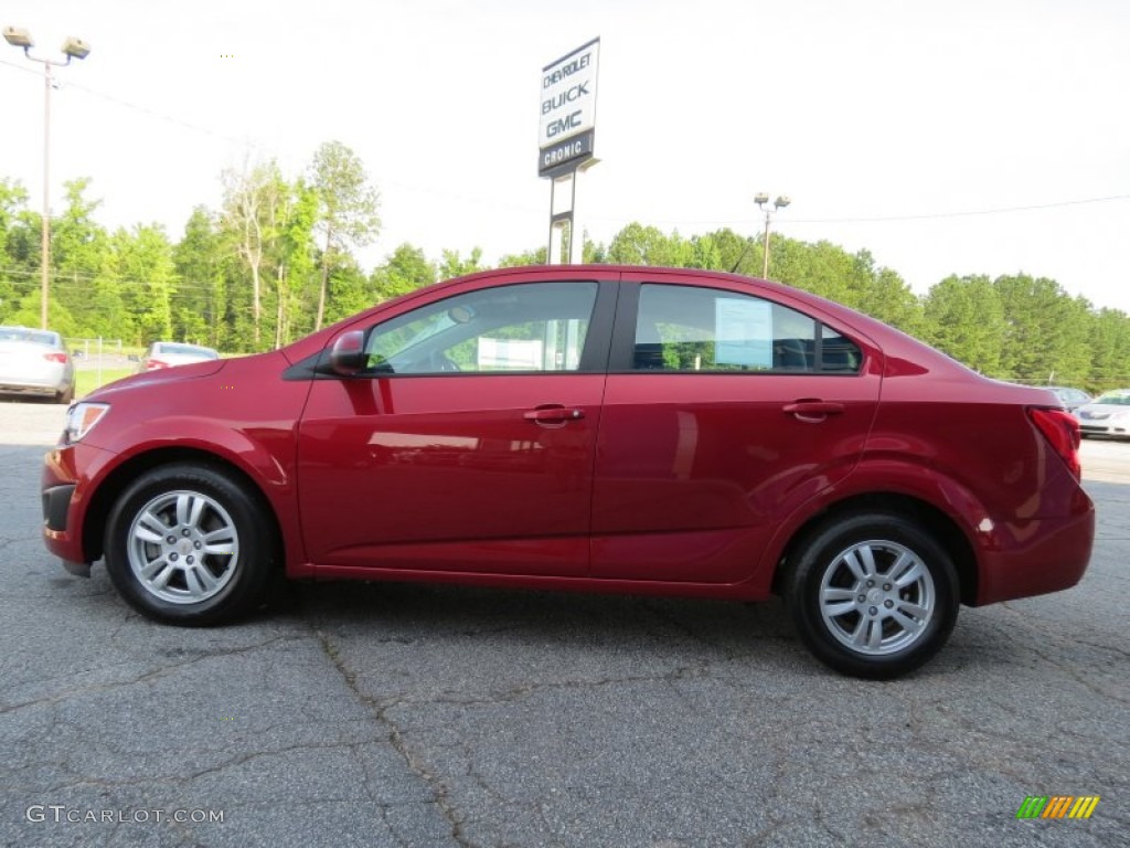 2012 Sonic LS Sedan - Crystal Red Tintcoat / Jet Black/Dark Titanium photo #4