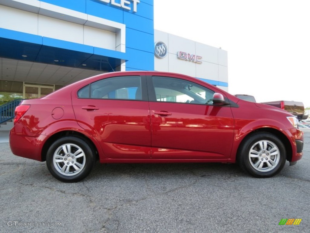 2012 Sonic LS Sedan - Crystal Red Tintcoat / Jet Black/Dark Titanium photo #8