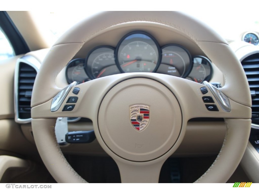 2013 Porsche Cayenne S Luxor Beige Steering Wheel Photo #83849724
