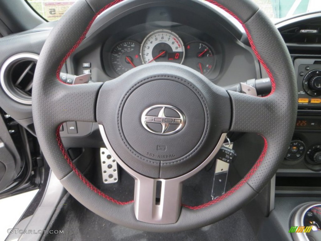 2013 Scion FR-S Sport Coupe Black/Red Accents Steering Wheel Photo #83850111