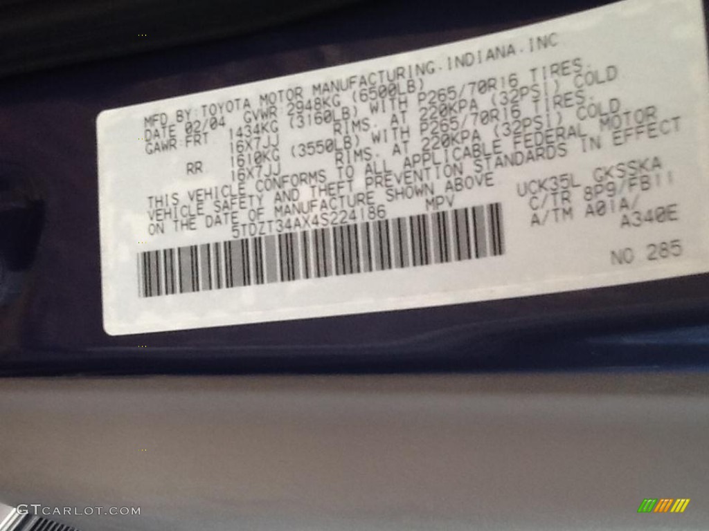 2004 Sequoia Color Code 8P9 for Blue Marlin Pearl Photo #83859936