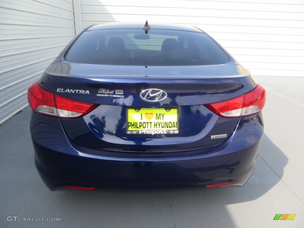 2012 Elantra Limited - Indigo Night Blue / Gray photo #5