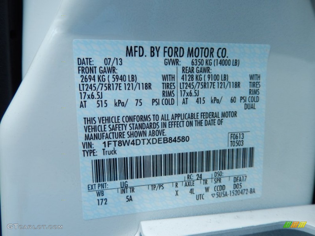 2013 Ford F450 Super Duty Lariat Crew Cab 4x4 Dually Color Code Photos