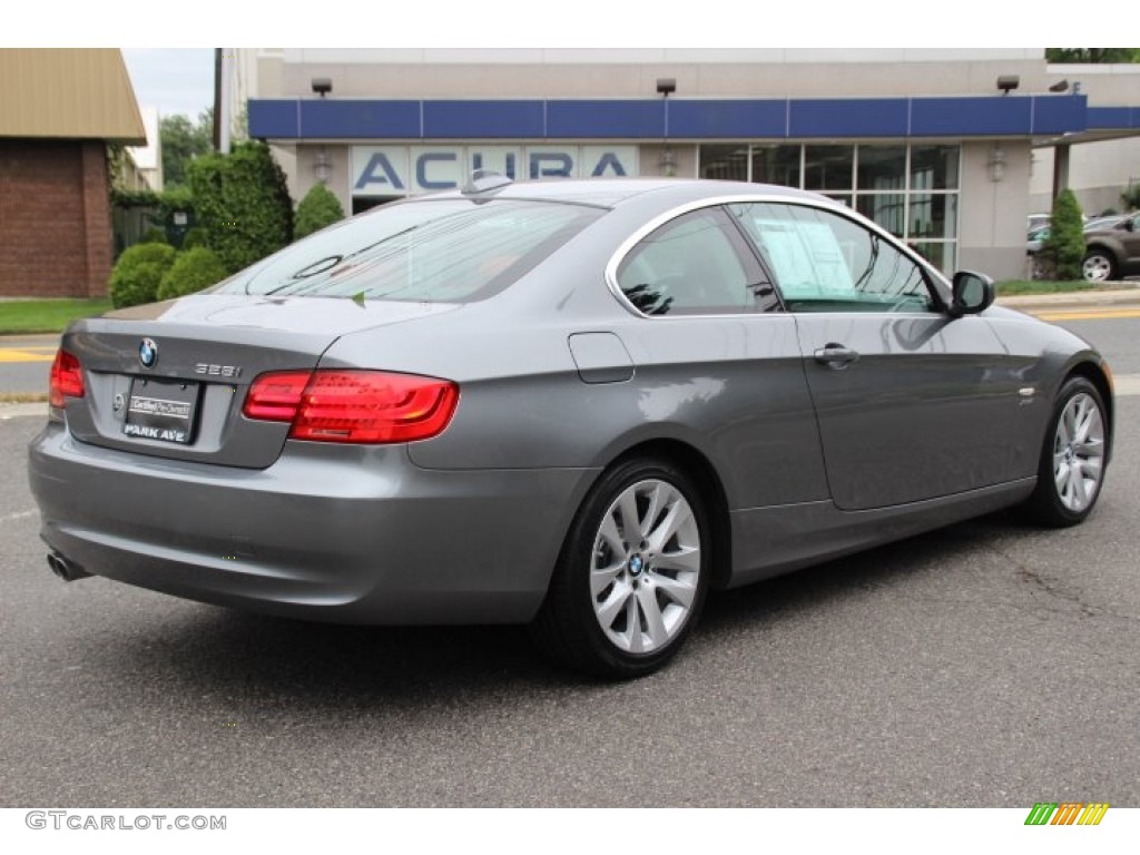 2011 3 Series 328i xDrive Coupe - Space Gray Metallic / Coral Red/Black Dakota Leather photo #5