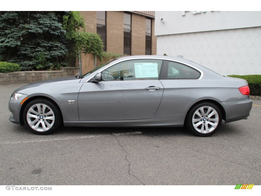 2011 3 Series 328i xDrive Coupe - Space Gray Metallic / Coral Red/Black Dakota Leather photo #8