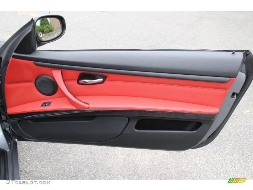 2011 BMW 3 Series 328i xDrive Coupe Coral Red/Black Dakota Leather Door Panel Photo #83863588