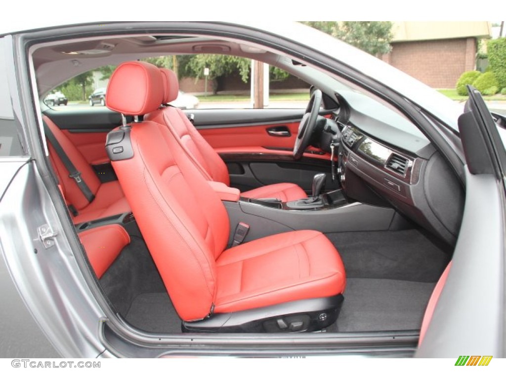 2011 3 Series 328i xDrive Coupe - Space Gray Metallic / Coral Red/Black Dakota Leather photo #26